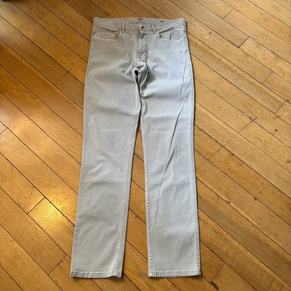 Faherty Brand Organic Cotton Pants Mens 31x32 Stone Slim Straight 5-Pocket